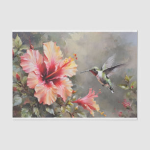 Hibiscus Flowers and Hummingbird Decoupage Tissue Paper