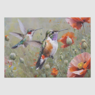 Hibiscus Flowers and Hummingbird Decoupage Tissue Paper