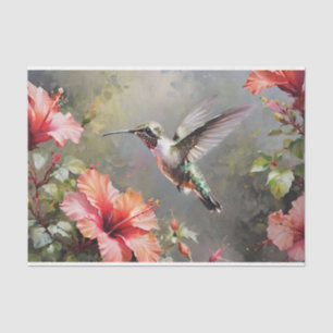 Hibiscus Flowers and Hummingbird Decoupage Tissue Paper