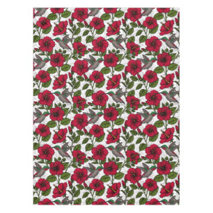 Hibiscus flowers and hummingbirds tablecloth