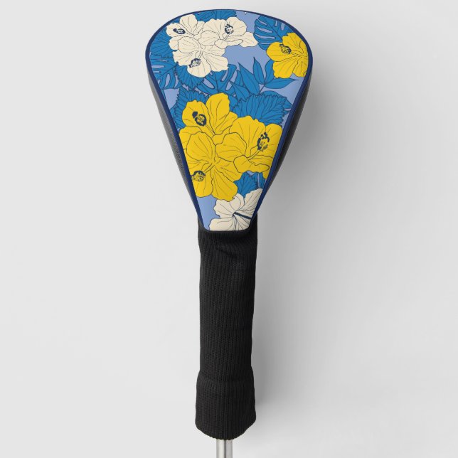Hibiscus flowers and leaves   golf head cover (Front)