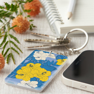 Hibiscus flowers and leaves keychain