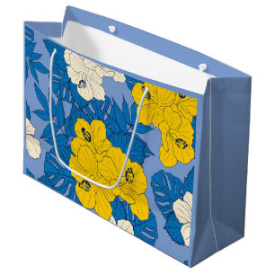 Hibiscus flowers and leaves  large gift bag