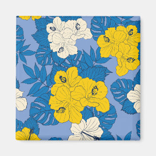 Hibiscus flowers and leaves   magnet