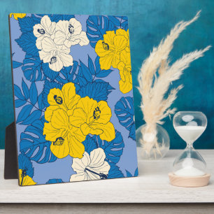 Hibiscus flowers and leaves  plaque