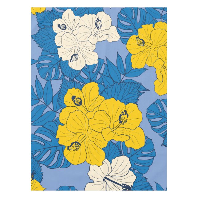 Hibiscus flowers and leaves   tablecloth (Front)