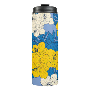 Hibiscus flowers and leaves  thermal tumbler