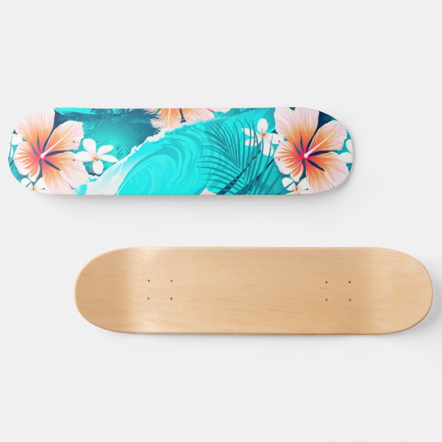 Hibiscus flowers at the beach skateboard | Zazzle