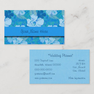 Hibiscus Flowers Blue Batik Business Card