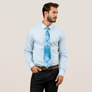 Hibiscus Flowers Blue Tie