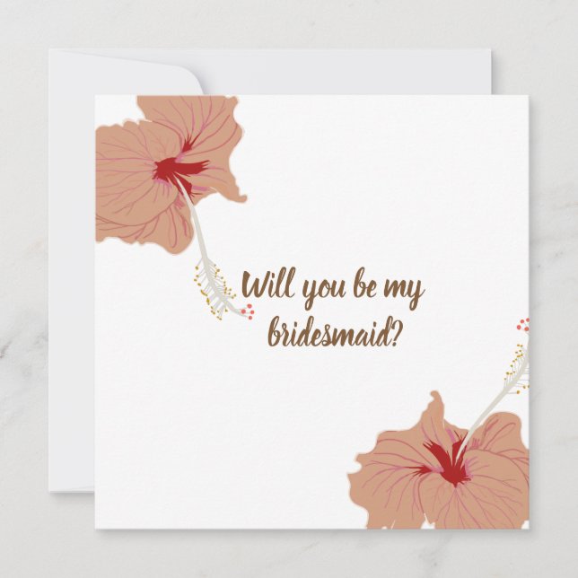 Hibiscus  Flowers  Bridesmaid Wedding Card (Front)