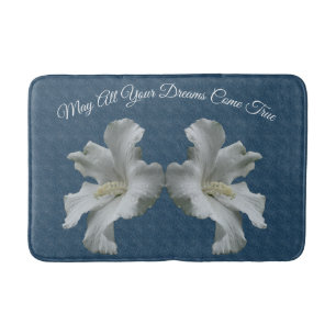 Hibiscus Flowers Dreams Come True Inspirational Bath Mat