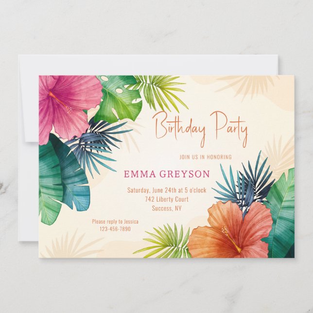 Hibiscus Flowers Invitation (Front)