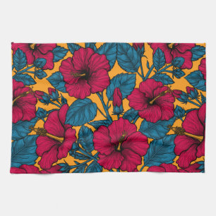 Hibiscus flowers kitchen towel