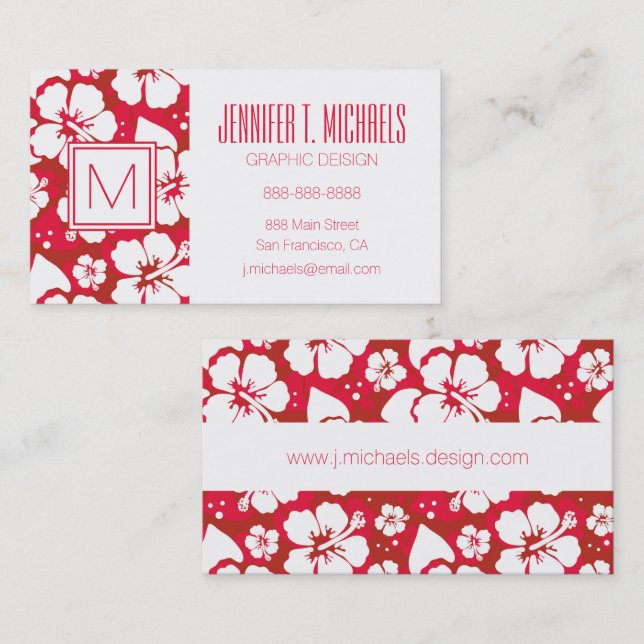 Hibiscus Flowers Pattern Business Card (Front/Back)