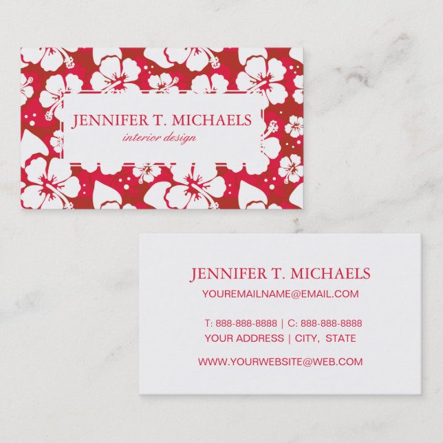 Hibiscus Flowers Pattern Business Card (Front/Back)