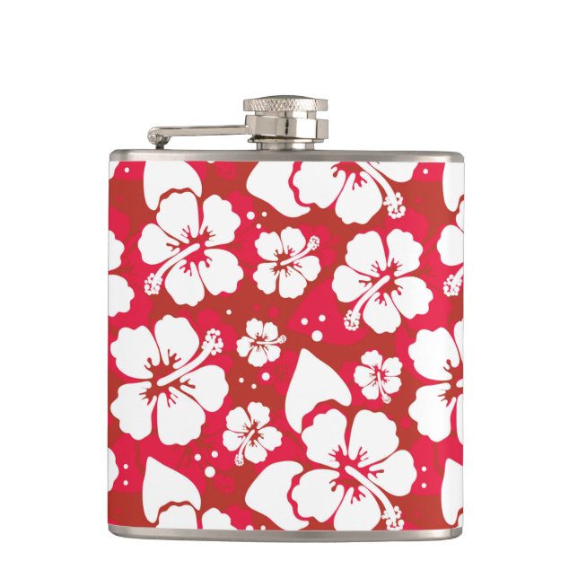 Hibiscus Flowers Pattern Hip Flask (Front)