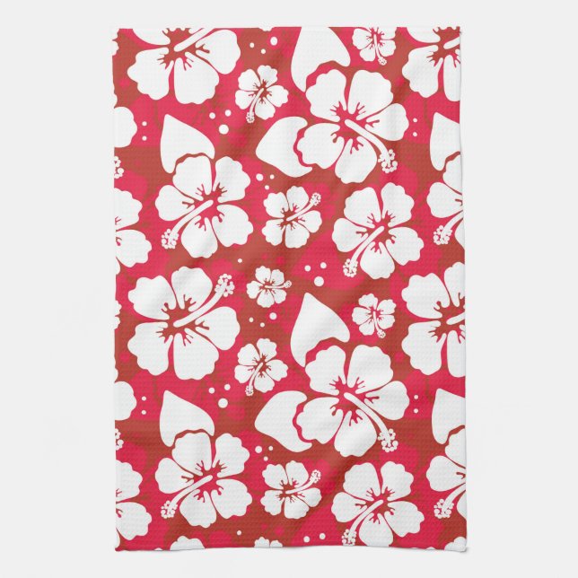 Hibiscus Flowers Pattern Kitchen Towel (Vertical)