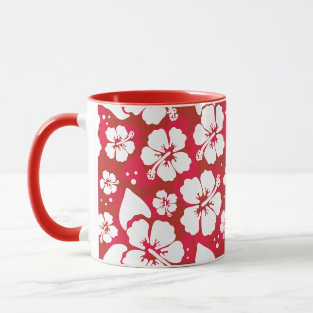 Hibiscus Flowers Pattern Mug (Left)