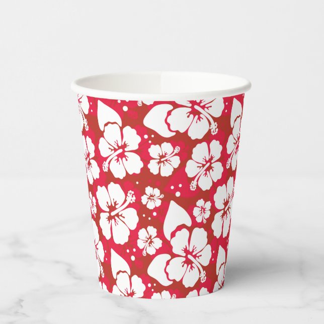 Hibiscus Flowers Pattern Paper Cups (Left)