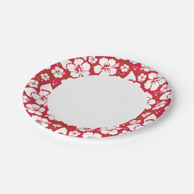 Hibiscus Flowers Pattern Paper Plate (Angled)