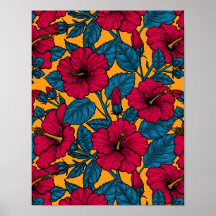 Hibiscus flowers poster