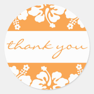 Hibiscus Flowers Thank You Label (Orange)