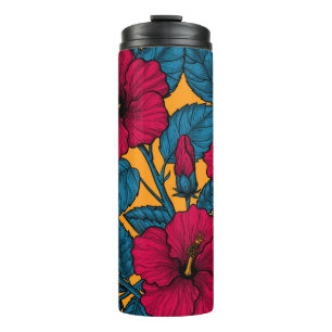 Hibiscus flowers thermal tumbler