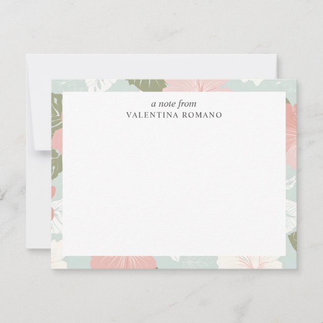 Hibiscus Flowers Tropical Botanical MONOGRAM CUTE Card (Front)