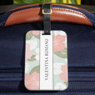 Hibiscus Flowers Tropical Botanical Personalized Luggage Tag