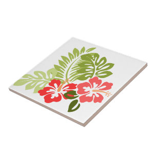 Hibiscus Flowers w/Greens; Style1:Right Facing Tile