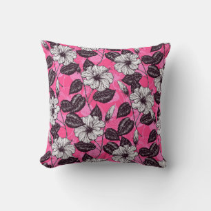Hibiscus garden 2 throw pillow