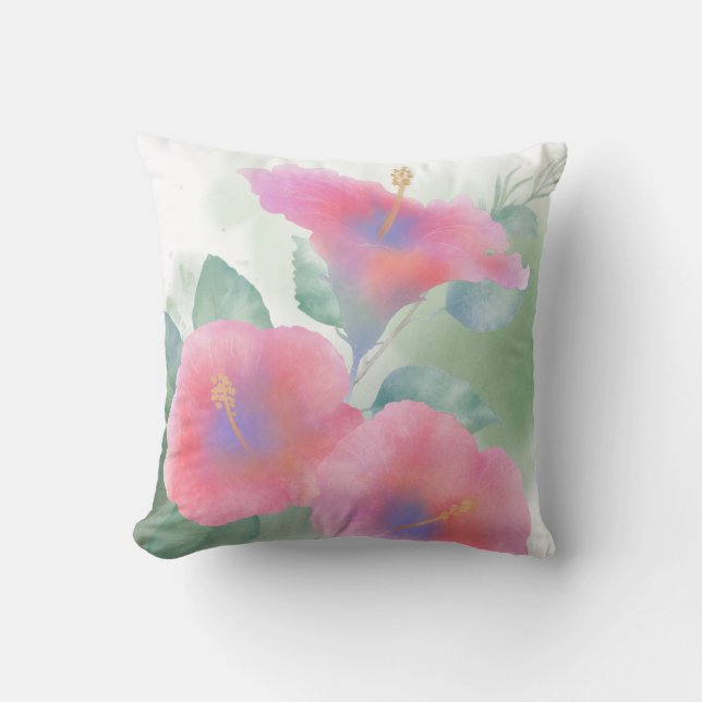 Hibiscus Garden Throw Pillow (Front)