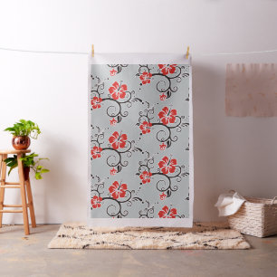 Hibiscus & Gecko Decor plain + your backgr. colour Fabric