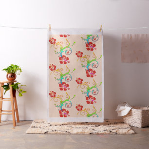 Hibiscus & Gecko Decor + your background colour Fabric