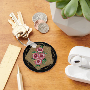 Hibiscus gold keychain