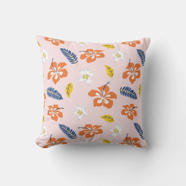 Hibiscus Harmony Throw Pillow (Front)