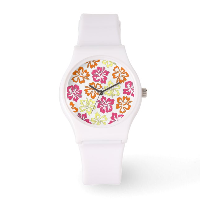Hibiscus hawaïen tropical Fleurs Montre Florale (Recto)
