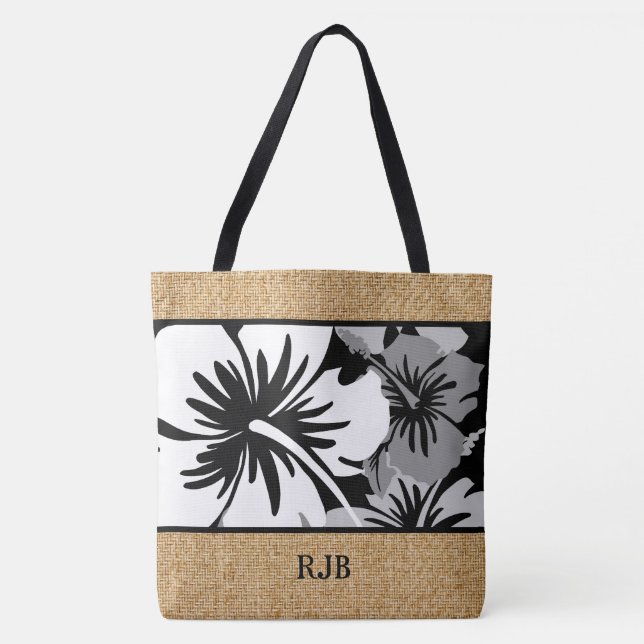 Hibiscus Hawaii Floral Monogram Beach Sac (Devant)