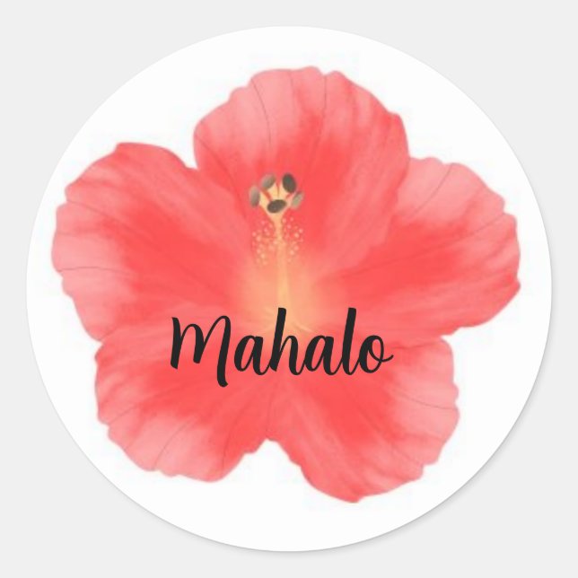 Hibiscus hawaii mahalo thank you sticker  (Front)