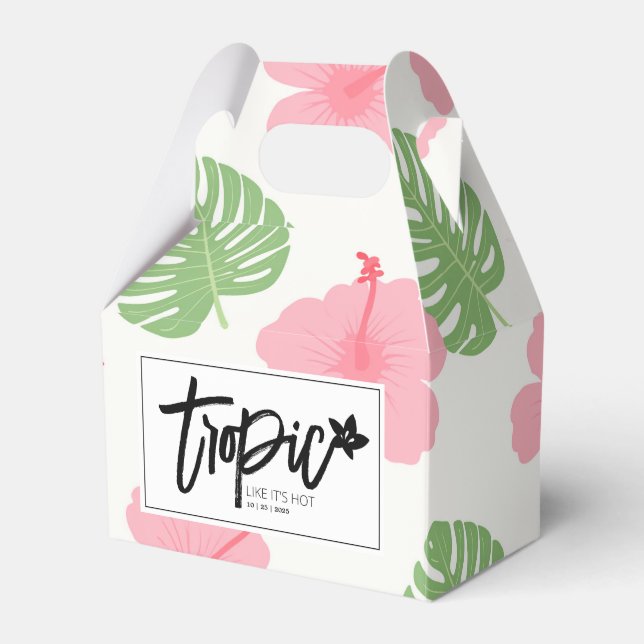 Hibiscus hawaiian aloha print favor box (Front Side)