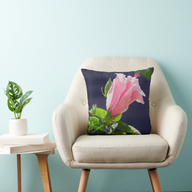 Hibiscus in Bright Sunlight Throw Pillow (Chair)