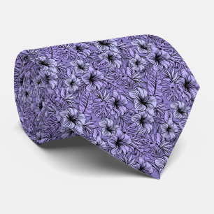 Hibiscus in Purple Pattern  Tie