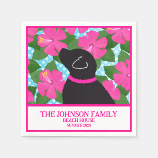 Hibiscus Island Black Dog Paper Napkins