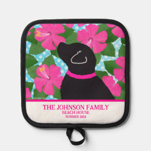 Hibiscus Island Black Dog Pot Holder