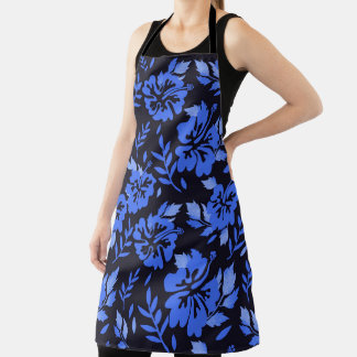 Hibiscus Island Flower blue All-Over Print Apron