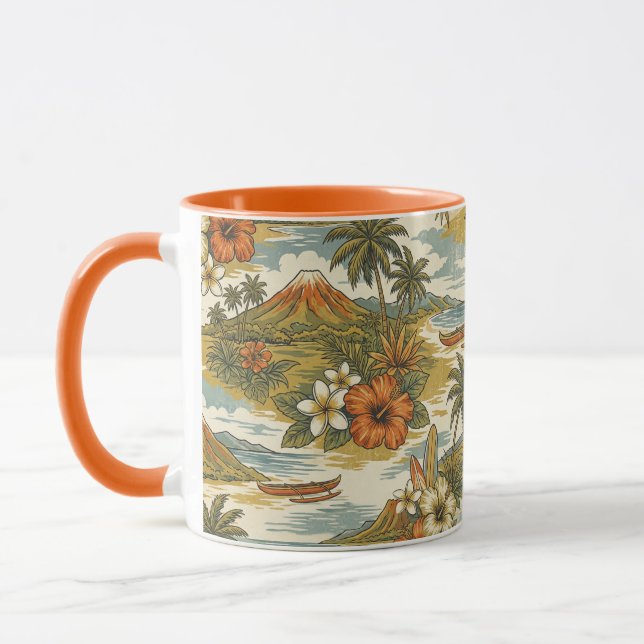 Hibiscus Island Hawaiian Scenic- Burnt Orange Mug (Left)