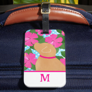 Hibiscus Island Yellow Dog Luggage Tag
