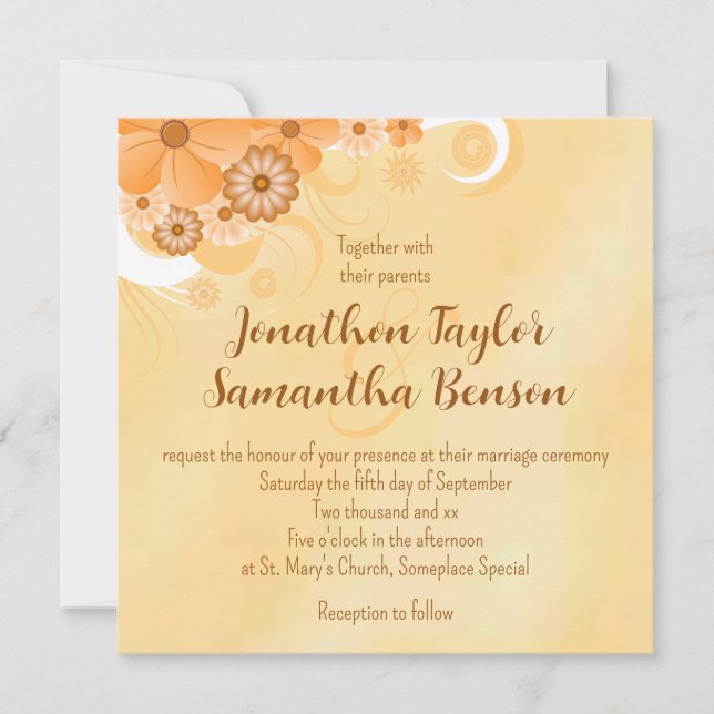 Hibiscus ivoire et or Floral Chic Invitations Carr (Devant)