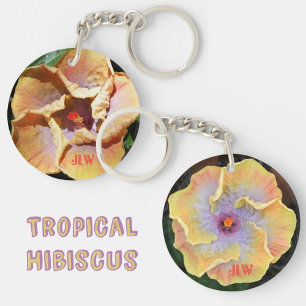 Hibiscus jaune et lilas, fleurs avec initiales